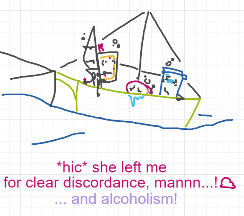 A panel from Ready Oar Knot, episode three of the Board Boards object show by Furretwalk/WalkingFurret.